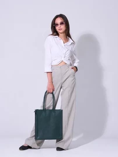 Сумка-шоппер из натуральной кожи — HARIZMA-SHOPPER-ЗЕЛЕН