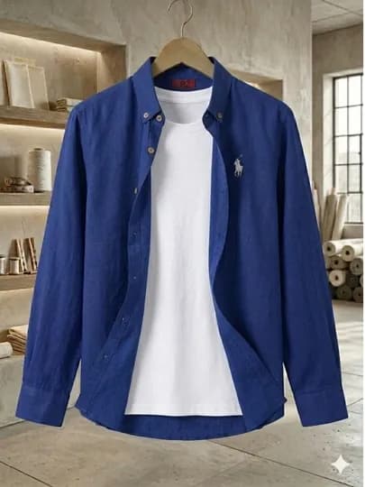 Мужская льняная рубашка Lion Classic Linen Casual, M-XXL — WEARDOD-LIONKOYLAK-ТЕМНСИН-XL