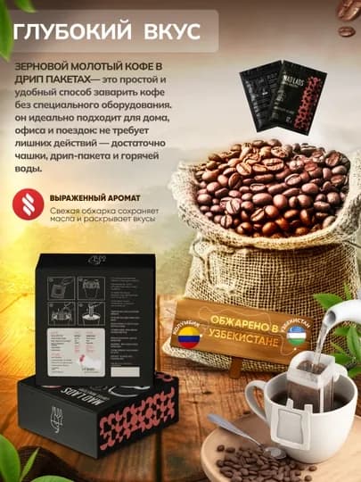 Кофе, Дрип кофе Mad Lads Колумбия Планадaс арабика Dynamic Fermentation 5×12 г — MADLAB-DRIPCOLUMBIYAPLANADAS