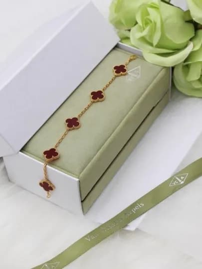 Браслеты для женщин и девочек Clover Van Cleef, не меняет цвет и не темнеет — ELITE12-VANKLEF-АЛЫЙ