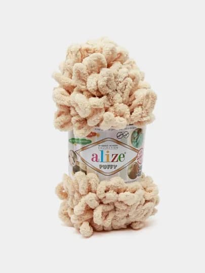Пряжа Alize Puffy с большими петельками, однотонная — KARTOPU-ALPUF12-БЕЖЕВ