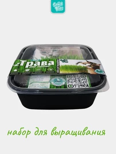 Трава для кошек Smart Pets – выводит комки шерсти, набор для выращивания травы, 130 г — PETS01-1TGB01P-1TGBP14