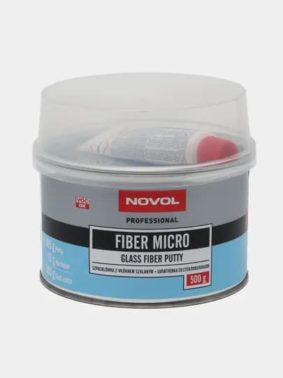 Novol Шпатлевка Fiber Micro, 500 г + 15 г со стекловолокном отвердитель Betox — LKPSTOR-FIBE500