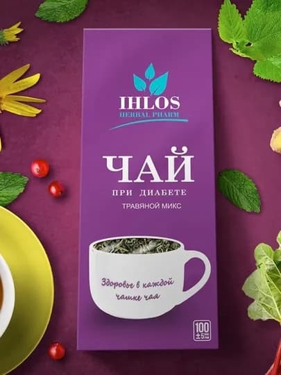 Чай листовой зеленый (Травяной микс) Диабетический Ihlos, 100 г — SHAKAR-P05AA3E