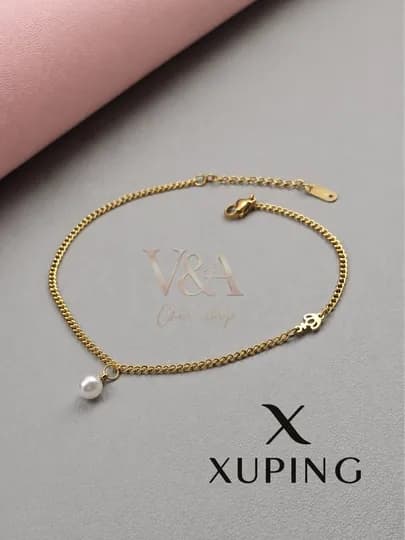 Браслет на ногу Xuping анклет позолоченный с декоративной подвеской — G721K-ANKLET1-ГОРЧИЧ