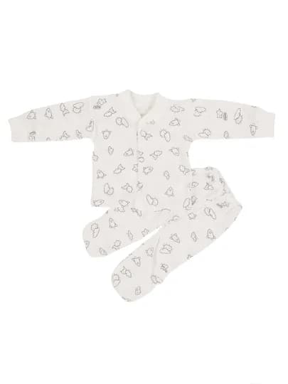 Комплект пижамы для новорожденных из двух частей, для теплых дней — 3UYSHOP-PIJAMA-БЕЛЫЙ-12 месяцев