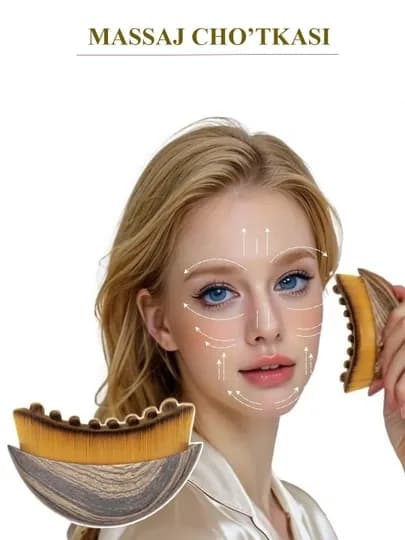 Массажная щетка, массажер для лица – лифтинг, гуаша и лимфодренажный эффект — MASSAJI-CHOTKA-МЕДН