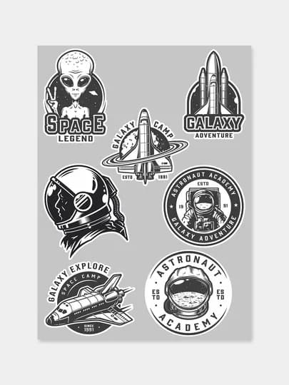 Стикеры, Наклейки NASA, ГАЛАКТИКА для телефона, книг, планшета, компьютера, ежедневников — MPRINT-COSMOS-КРЕМОВ-BIG