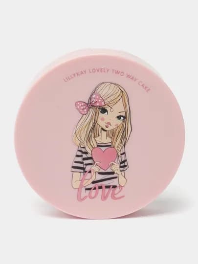Lillykay пудра для лица компактная SPF30/40 PA++ с зеркалом и спонжем — KC-ПУДРLLK-РОЗОВ-13