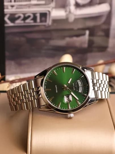 Мужские наручные часы Oristar Precious Time Classic Day-Date — 12334-WORI12-ЗЕЛЕН