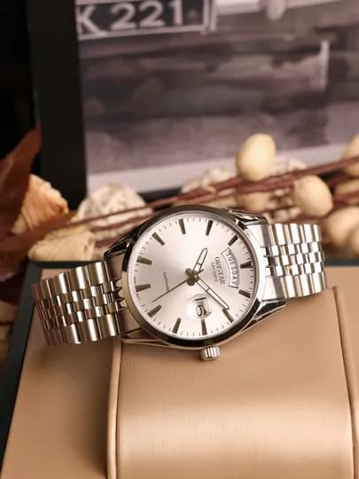 Мужские наручные часы Oristar Precious Time Classic Day-Date — 12334-WORI12-БЕЛЫЙ