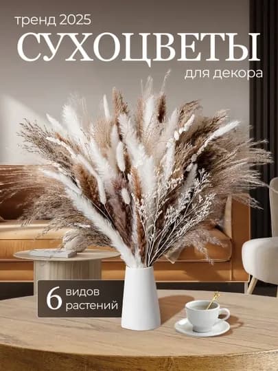 Сухоцветы букет для декора и интерьера натуральные сухие — AER-СУХОЦВЕТ-КОРИЧН
