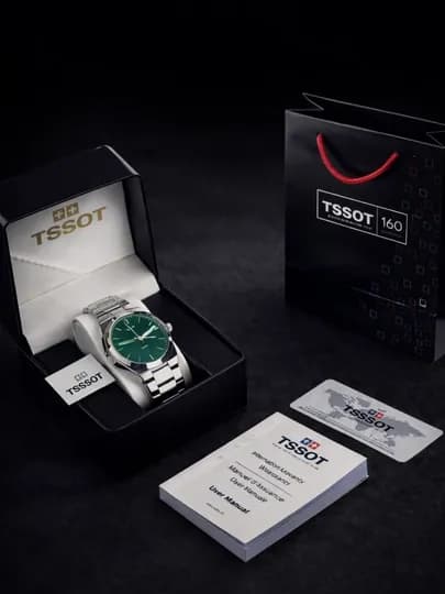 Мужские наручные часы Tssot в подарочной коробке, с документами — YUTOP-95W0001-ЗЕЛЕН