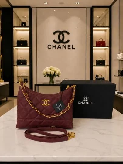 Элегантная сумка-хобо через плечо для женщин - в стиле Chanel — MUNSUMK-CHANEL8173-КРАСН