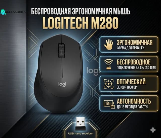 Мышь Logitech M280, чёрный